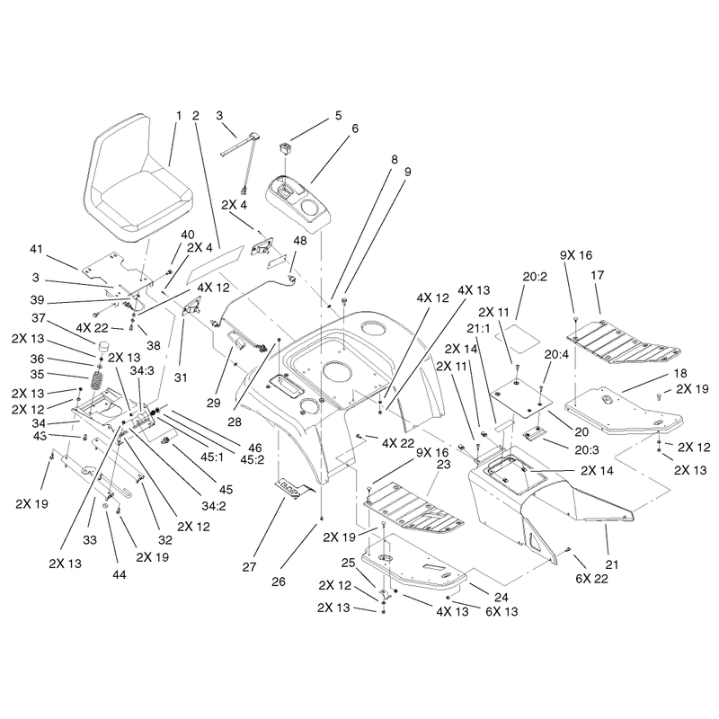 Fender Footrest and Seat Assembly