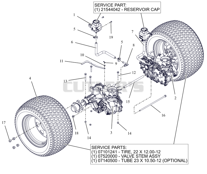 Rear Tires and Transaxles - 60"