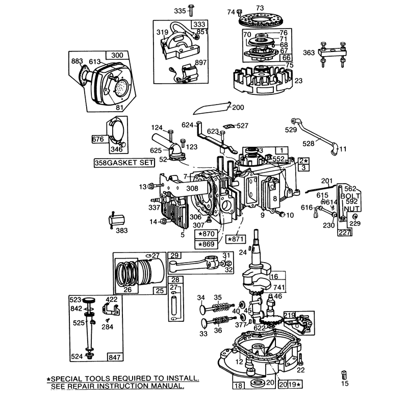 Engine Briggs and Stratton Model No 130902 Type 1200-01 Continued