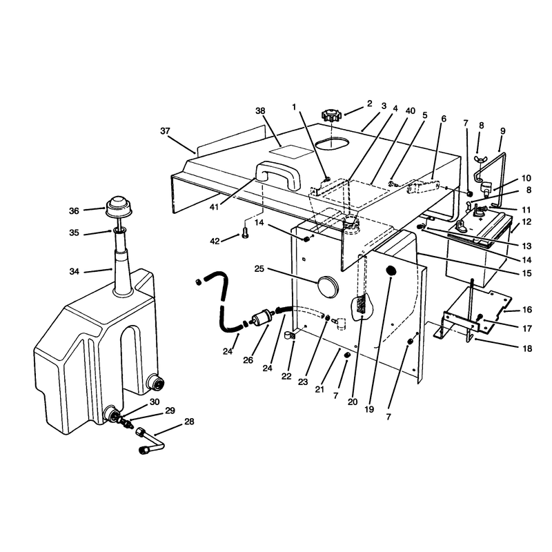 Hood Fuel Tank and Hydraulic Reservoir Assembly