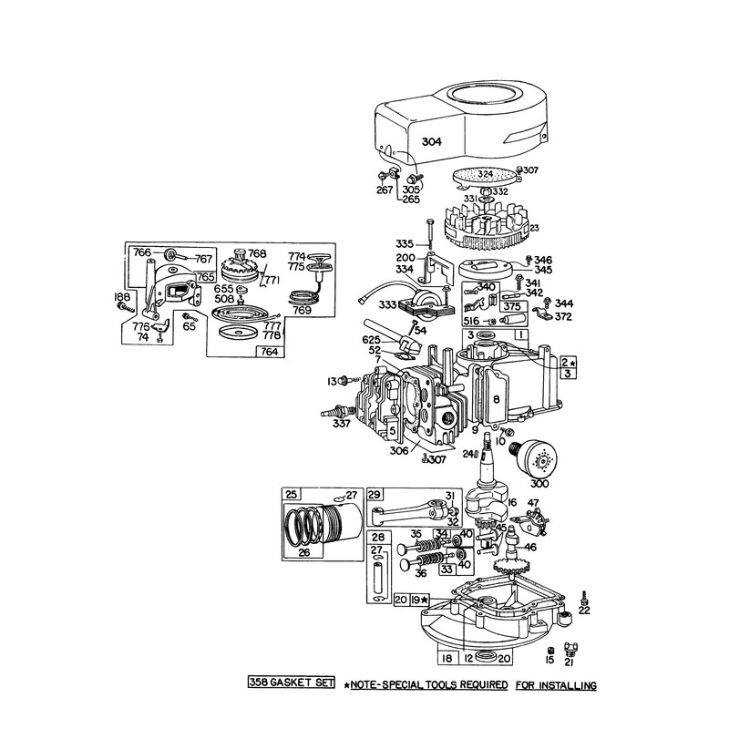 Engine Briggs and Stratton Model 92908-1736-01 for 21in Self Propelled Model 16287