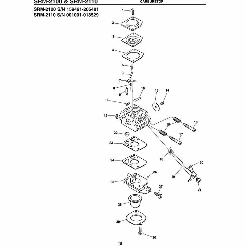 & Srm-2110 Carburetor