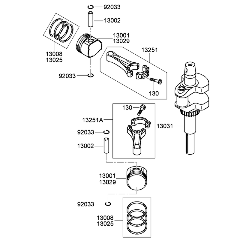Piston and Crankshaft Assembly Kawasaki FH430V-ES28
