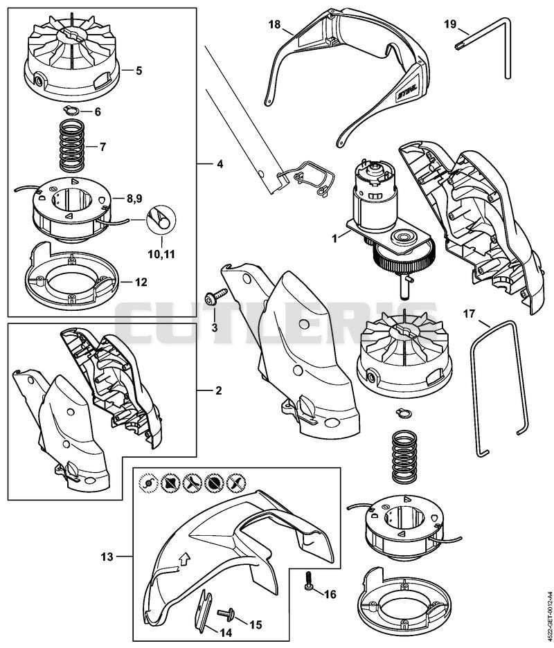 Electric motor, Cutting head