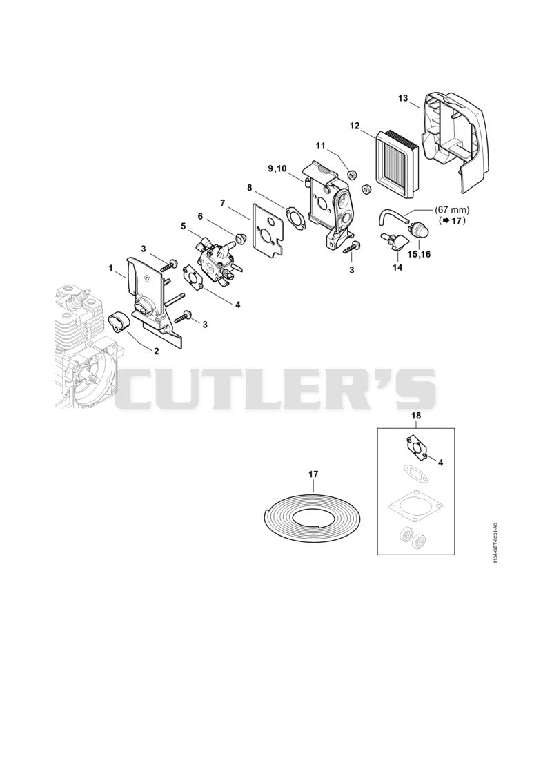 Carburetor housing, Air filter (16.2017)