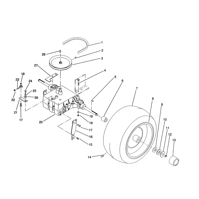Rear Wheel and Transmission Assembly
