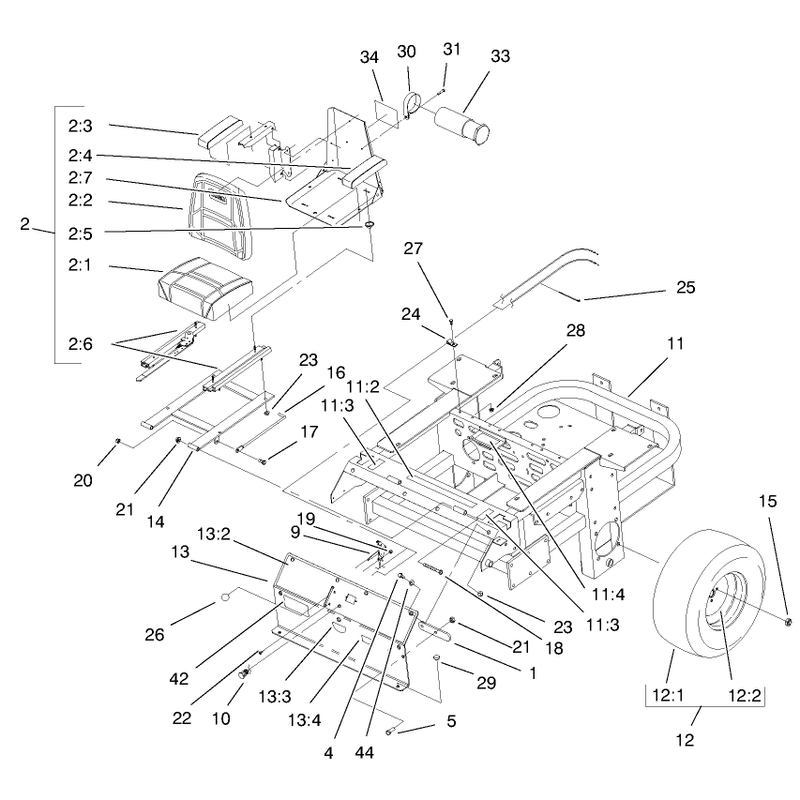 Rear Frame and Wheel Assembly