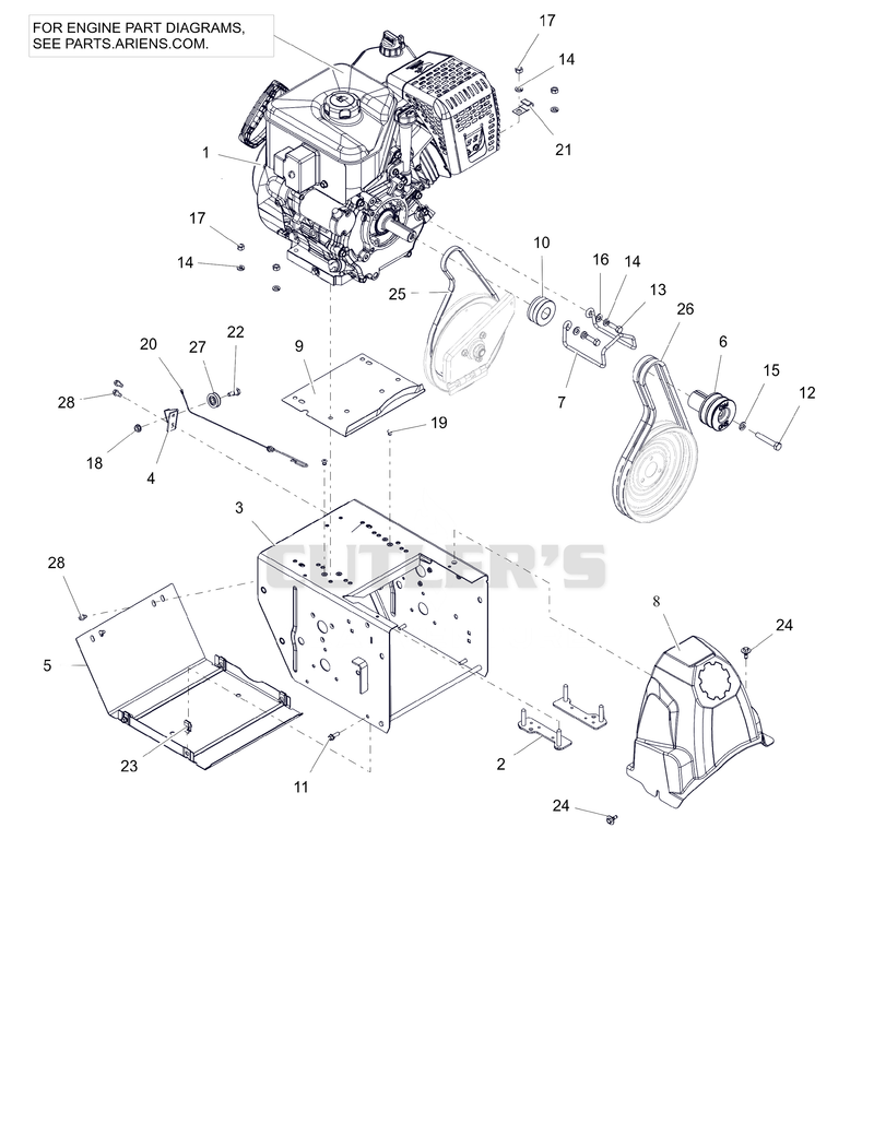 Engine, Frame and Belt Drive - 30"