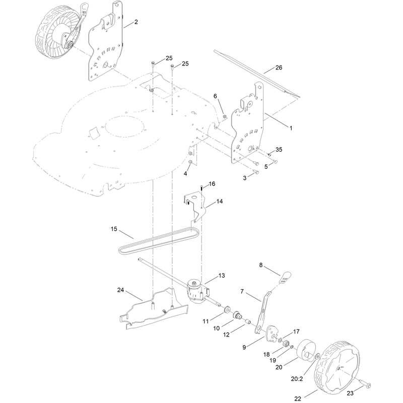 Rear Wheel and Height of Cut Assembly