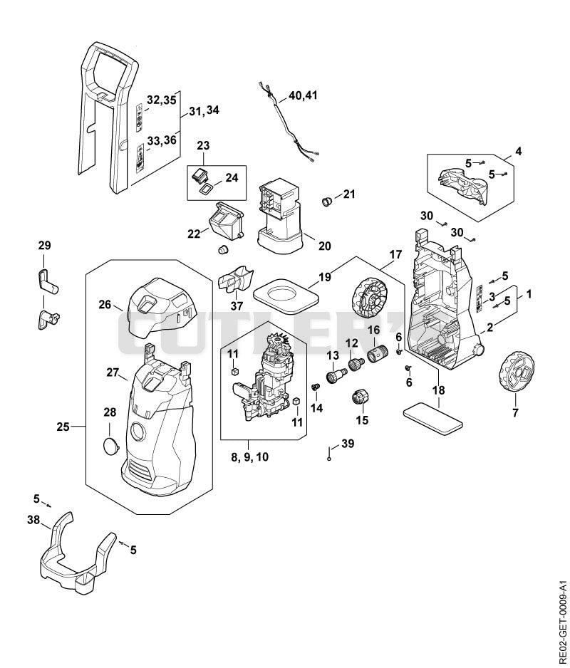 Chassis, Air baffle, Shroud, Switch housing