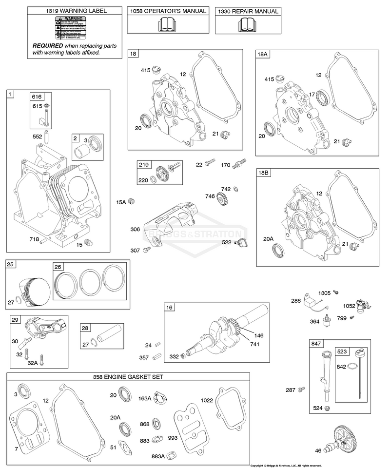 Camshaft, Crankcase Cover, Crankshafts, Cylinder, Lubrication, Piston Group