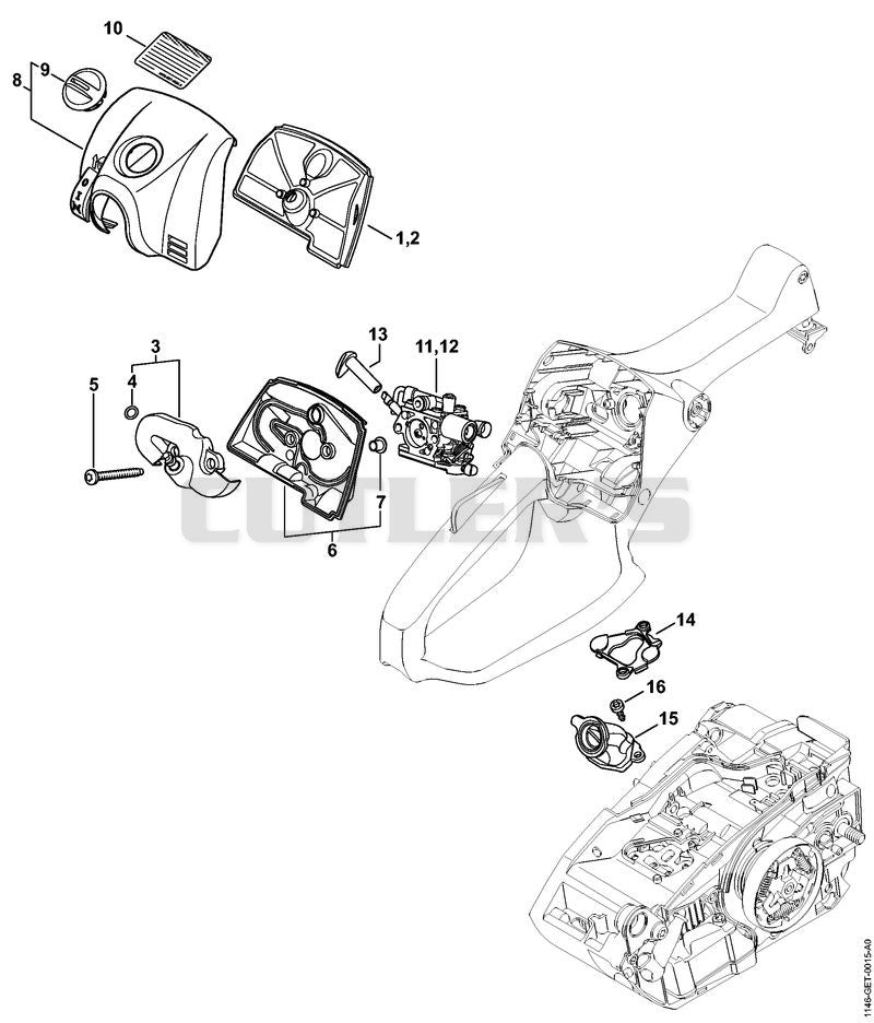Air filter, Carburetor box cover