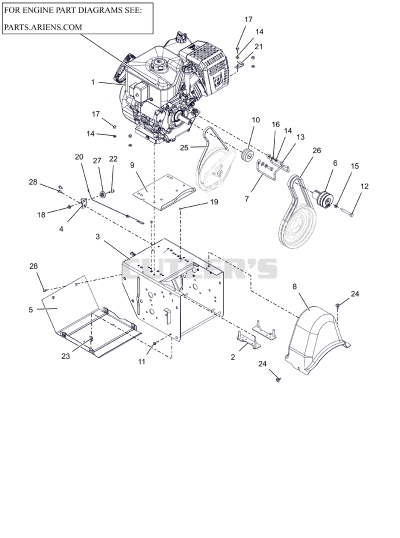 Engine, Frame and Belt Drive – 30"