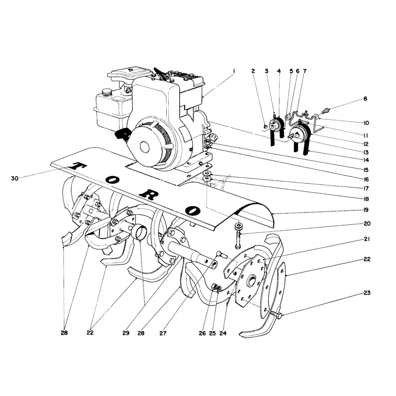 Tine And Engine Assembly