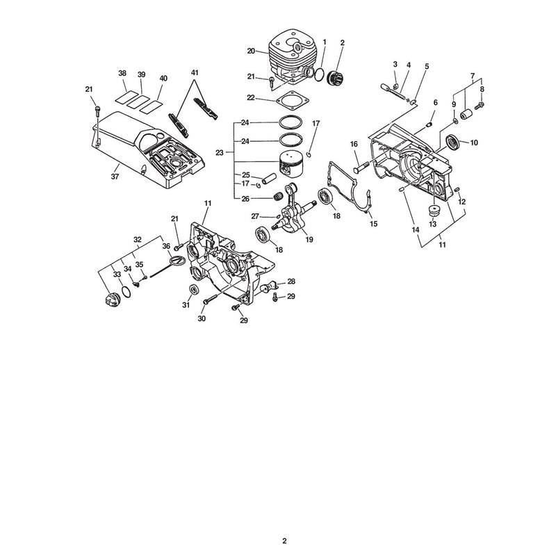 ENGINE, CRANKCASE, CYLINDER, PISTON