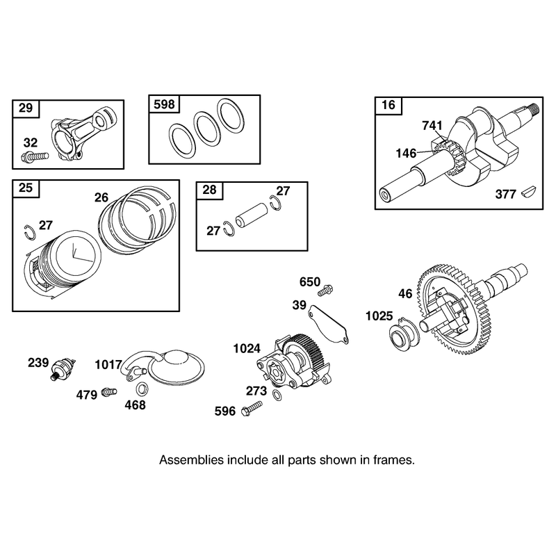 Crankshaft Piston and Oil Pump Assembly