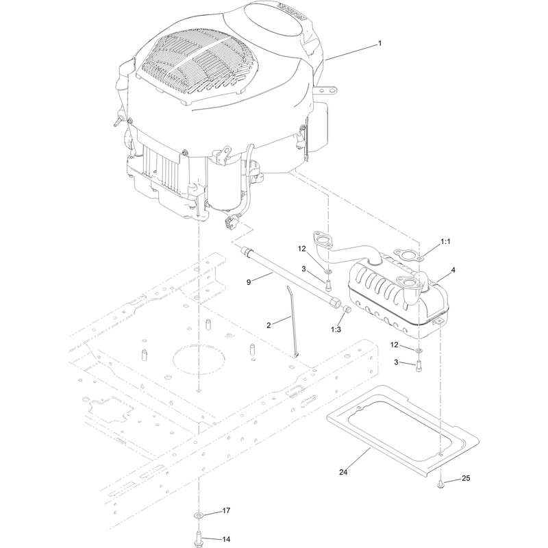 Engine and Muffler Assembly
