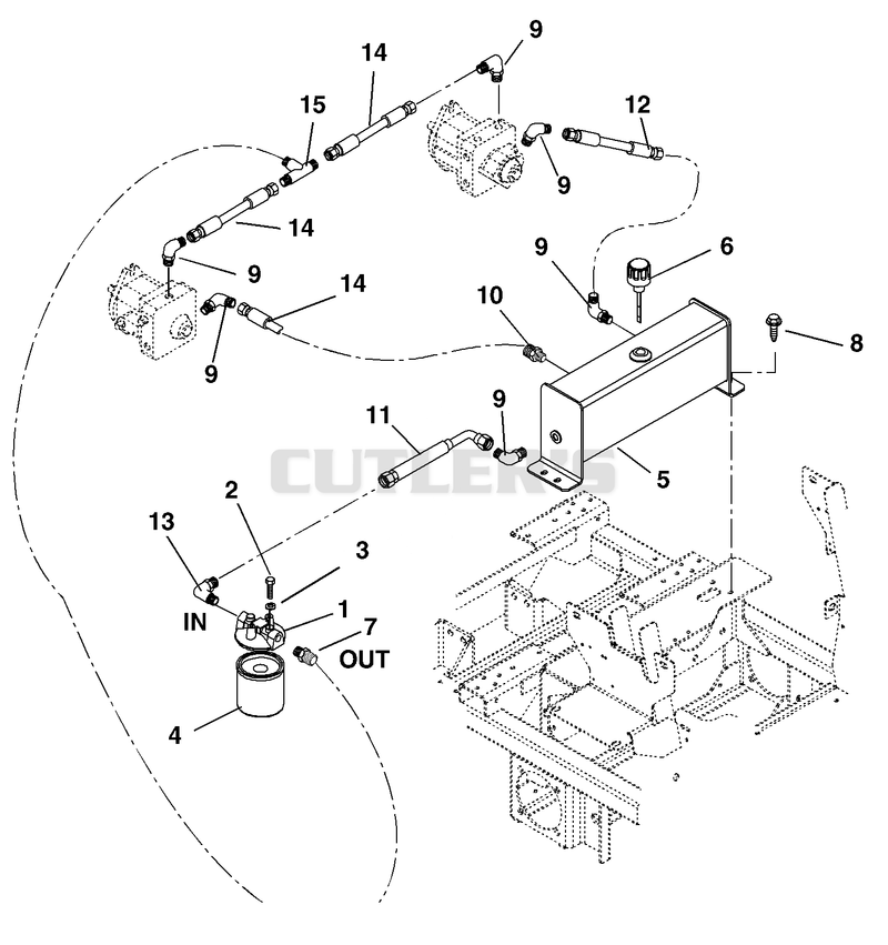 Hydraulic Tank, Filter And Pump To Tank Circuit