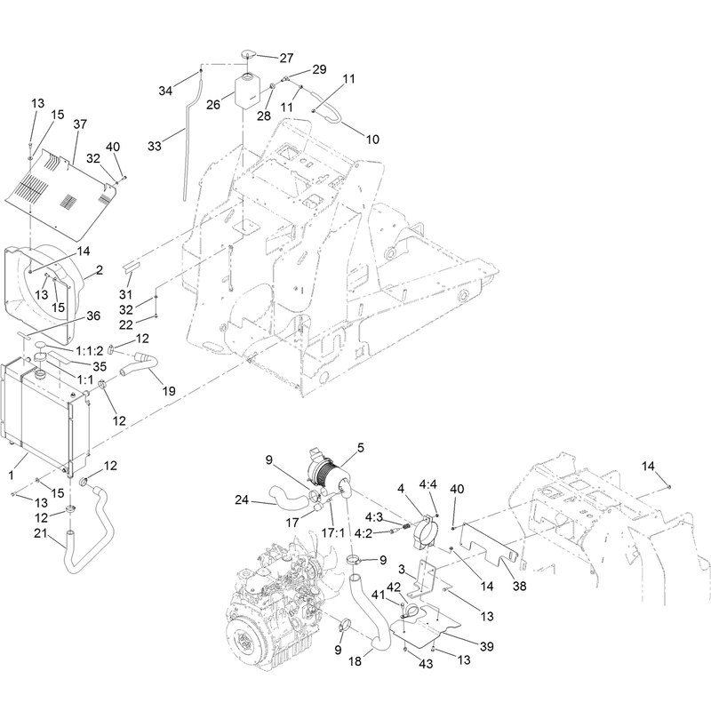 Radiator and Air Cleaner Assembly