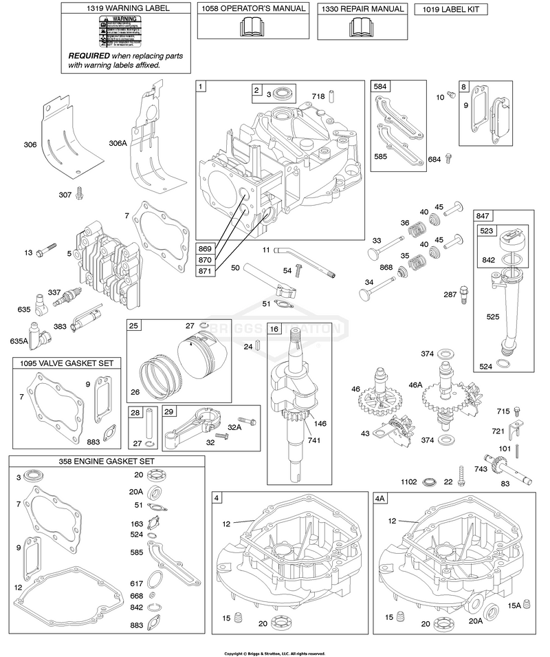 Cams, Camshaft, Crankshaft, Cylinder, Engine Sump, Kit/Gaskets, Lubrication, Piston Group, Valves