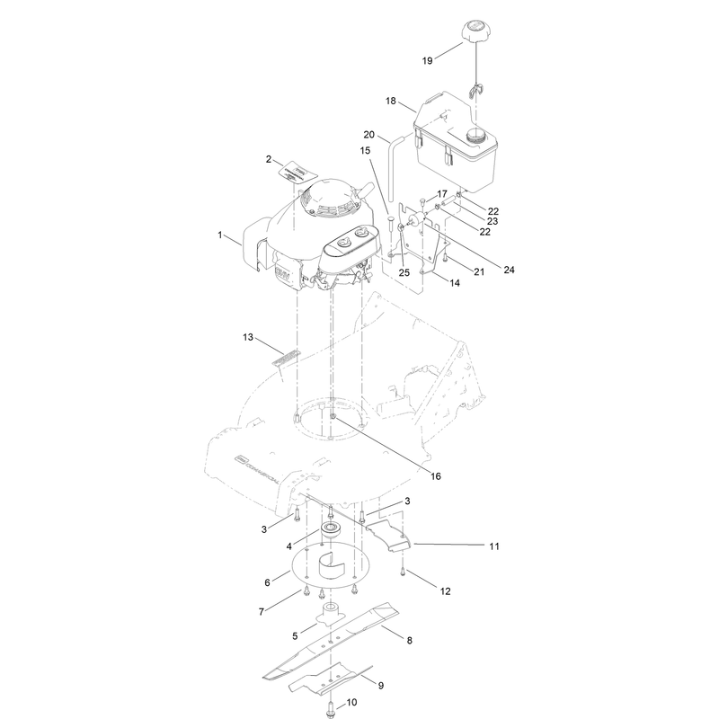 Engine Fuel Tank and Blade Assembly