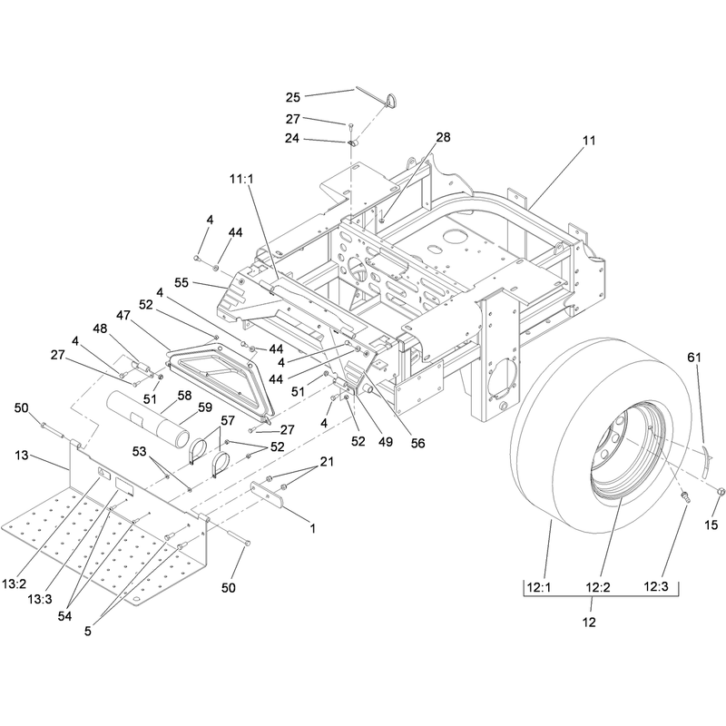 Main Frame and Rear Wheel Assembly