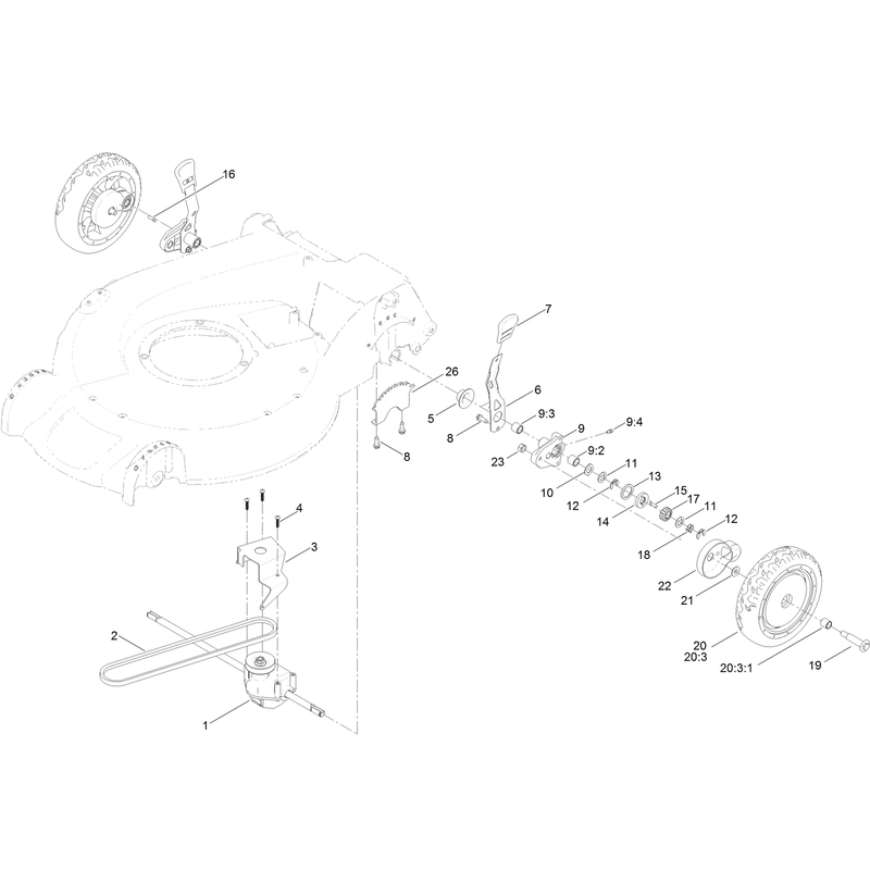 Rear Wheel and Height of Cut Assembly