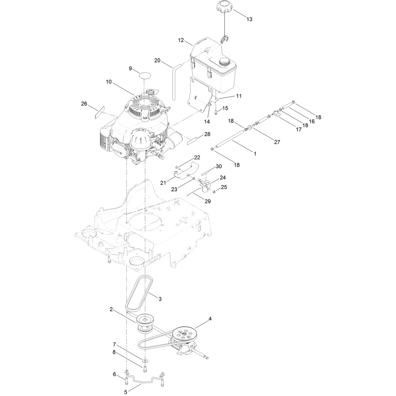 Engine and Fuel Tank Assembly