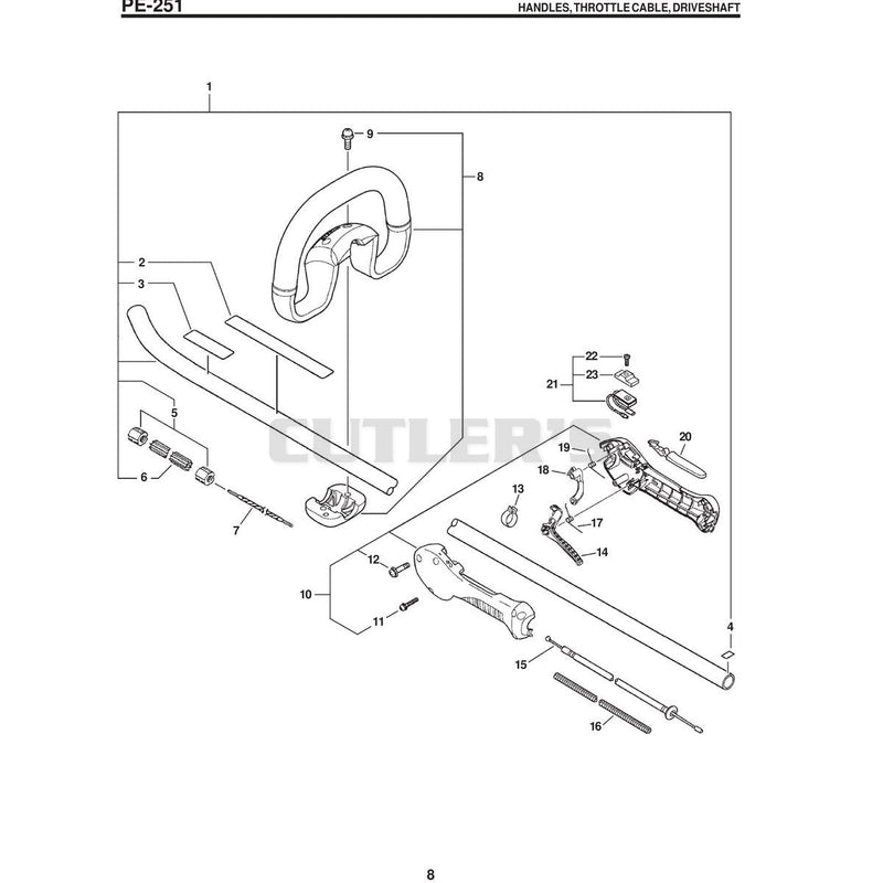 HANDLES, THROTTLE CABLE, DRIVESHAFT