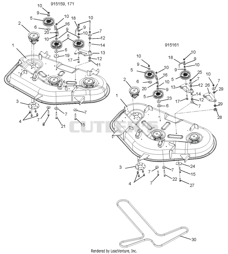 Mower Deck, Belt And Idlers (2)