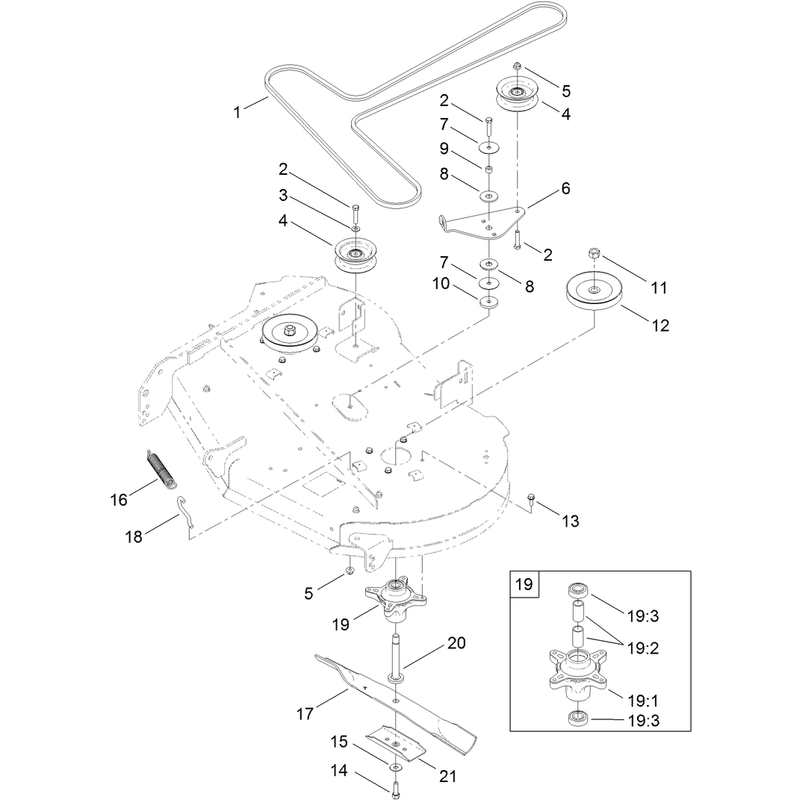 42 Inch Deck, Belt and Blade Assembly