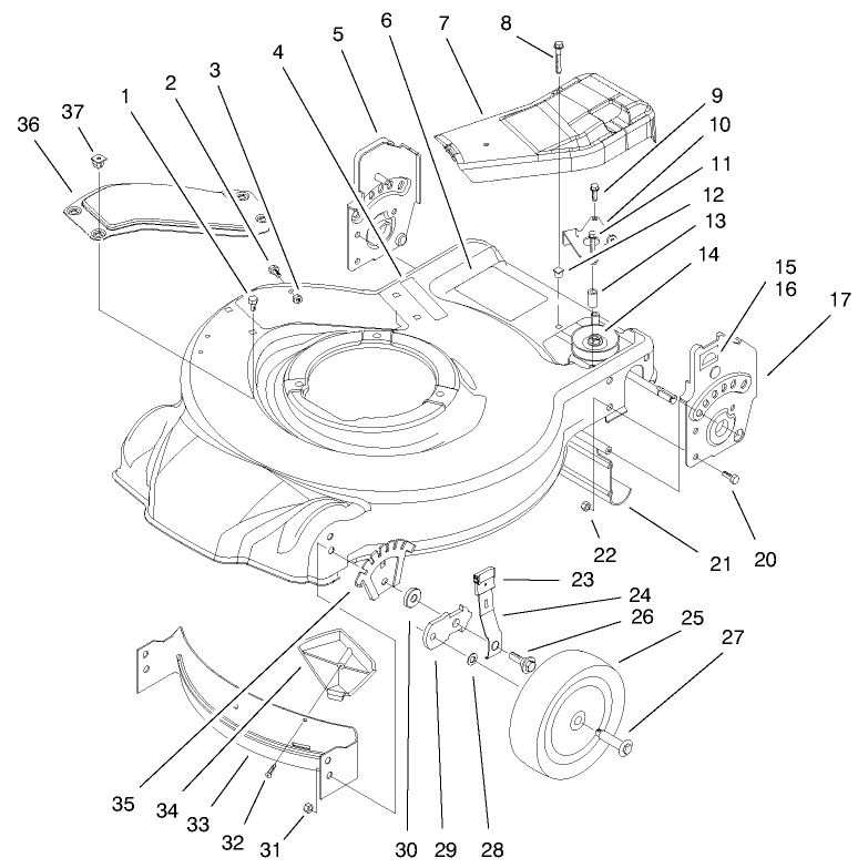 Housing Handle Brackets and Wheel Assembly