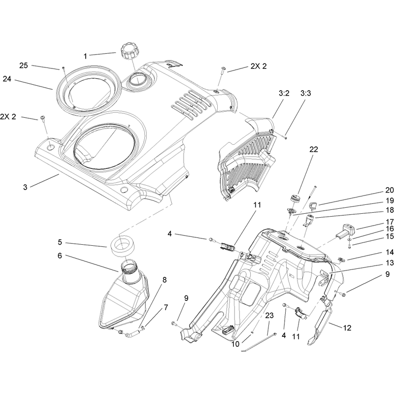 Shroud, Control Panel and Gas Tank Assembly