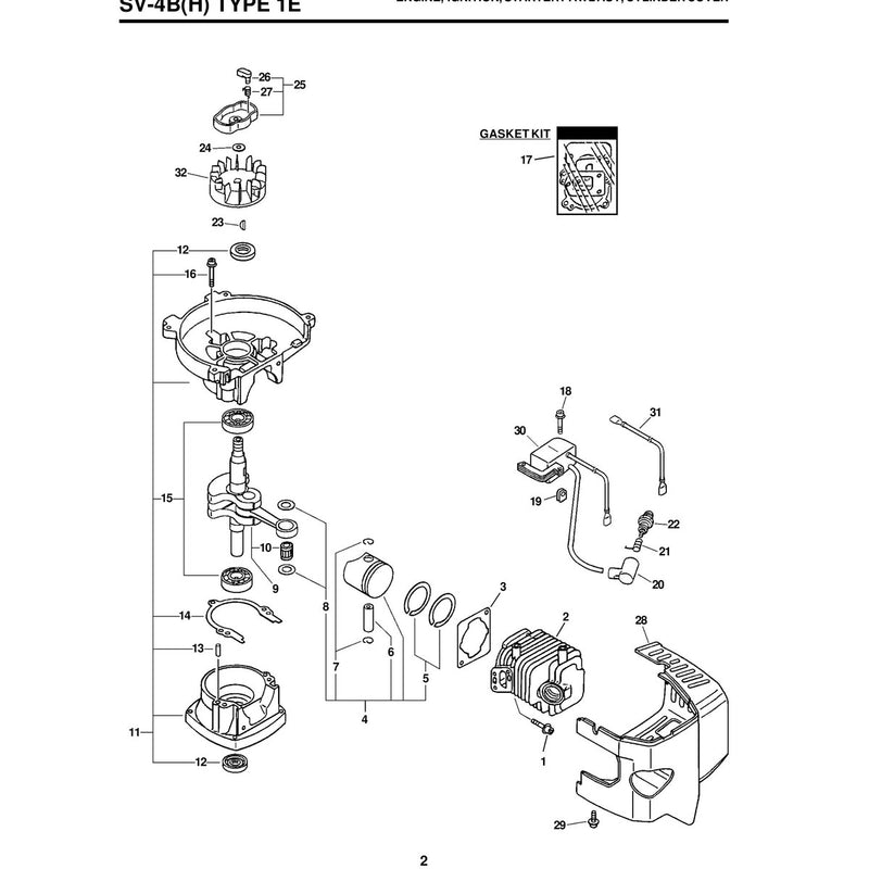 Sv-4Bh Type 1 E Engine, Ignition, Starter Pawl Asy, Cylinder Cover