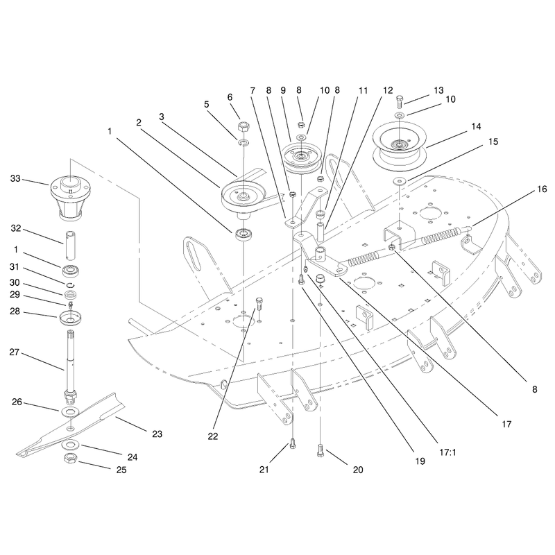 Blade, Spindle And Pulley Assembly
