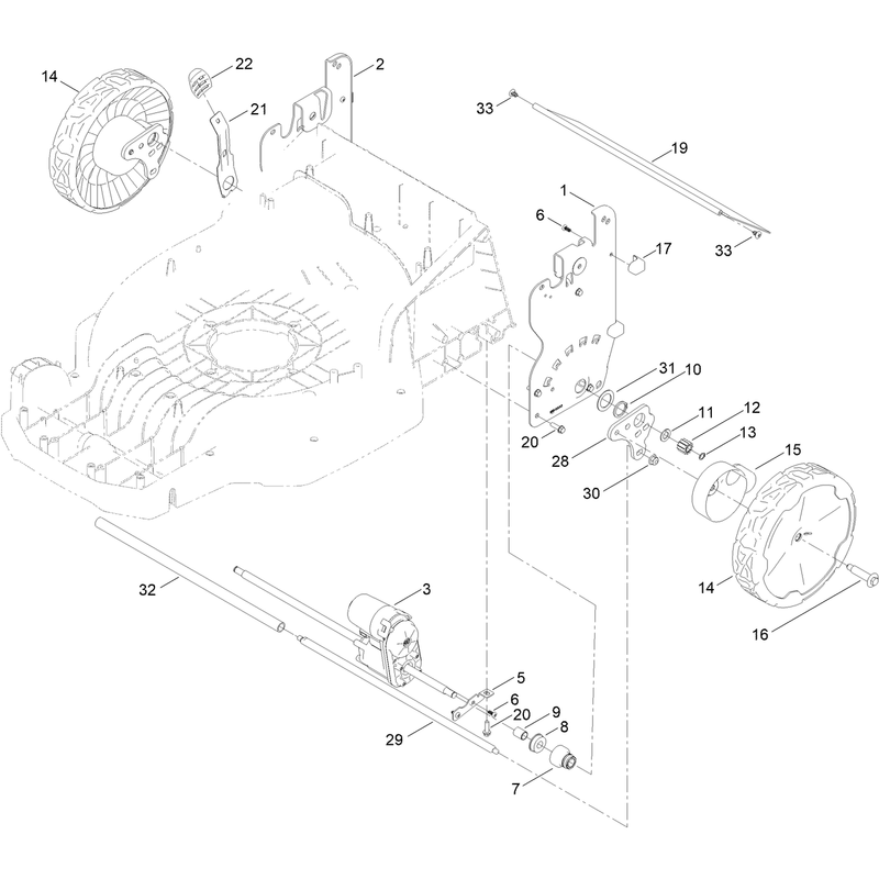 Rear Wheel and Height of Cut Assembly