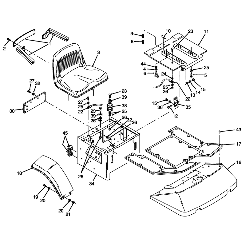 Fenders, Floor Pan & Seat Assembly