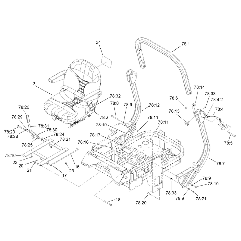 Seat and Roll Over Protection System Assembly