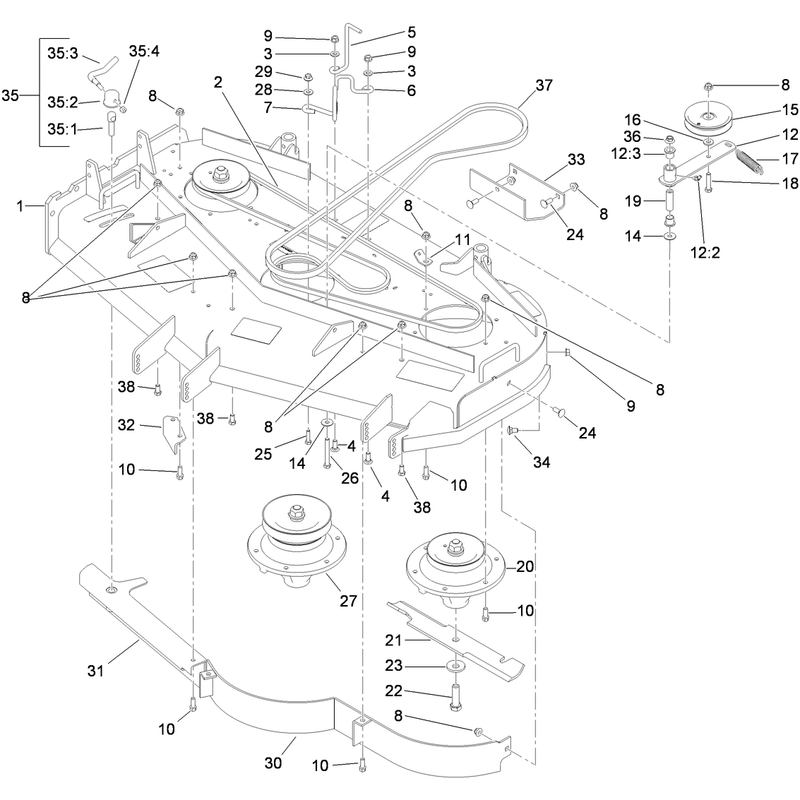 Deck Drive and Baffle Assembly