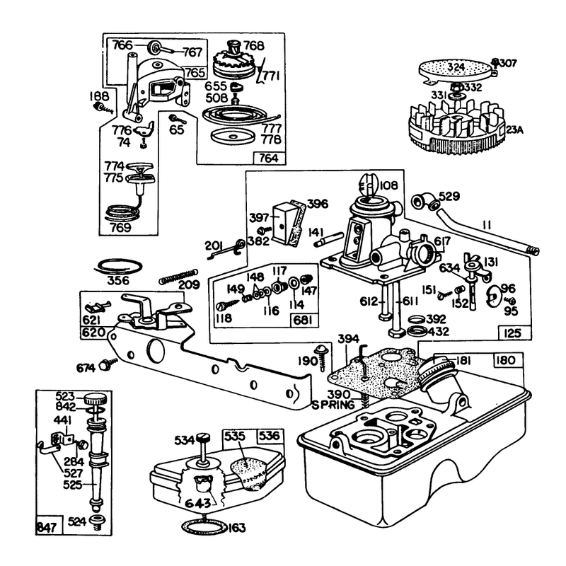 Carburetor Assembly Briggs and Stratton Model No 92908-2055-01