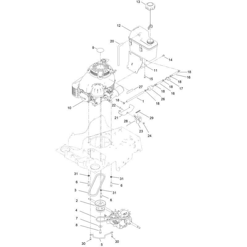 Engine and Fuel Tank Assembly