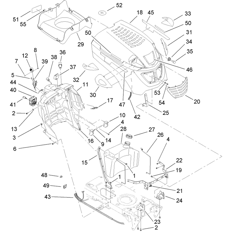 Fuel Tank and Hood Assembly