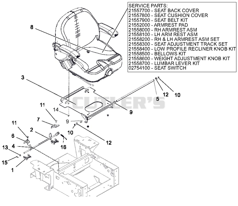 Seat Assembly 52" And 60" - SN 050000 And Up