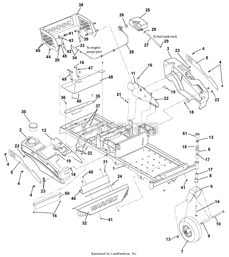 Frame, Hood, Fenders, Casters And Tires