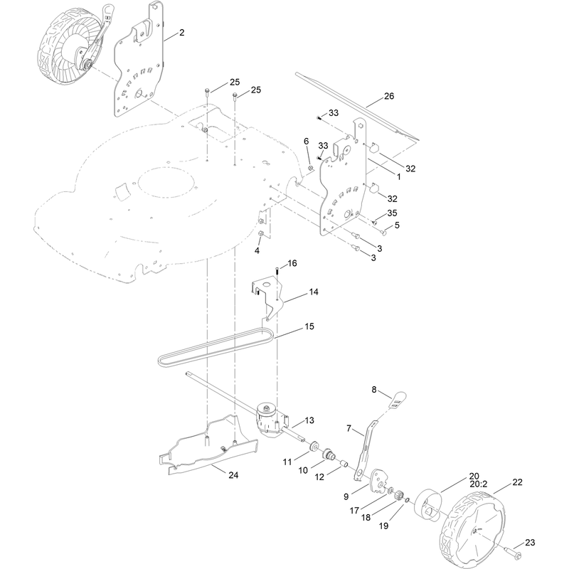 Rear Wheel and Height of Cut Assembly