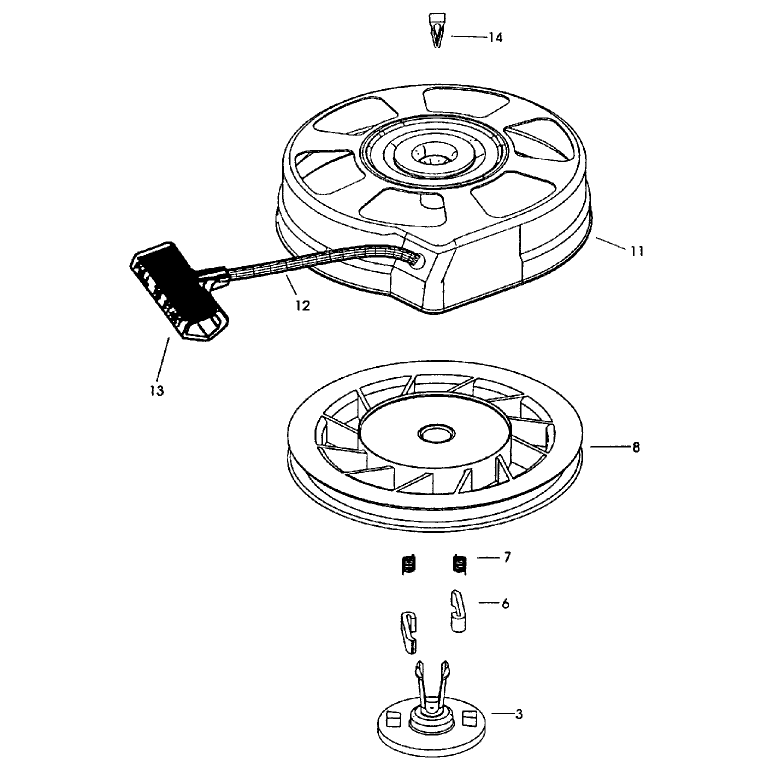 Recoil Starter Assembly No 590739 Tecumseh No Lv195ea-362003b