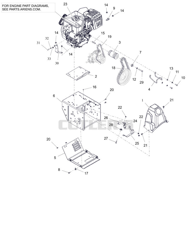 Engine, Frame and Belt Drive