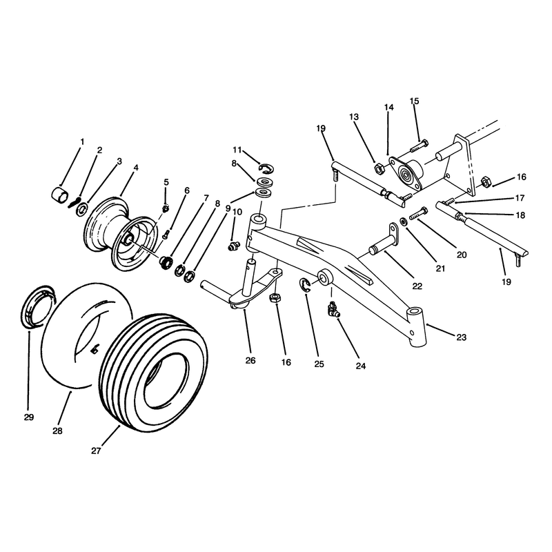 Front Axle and Wheel Assembly