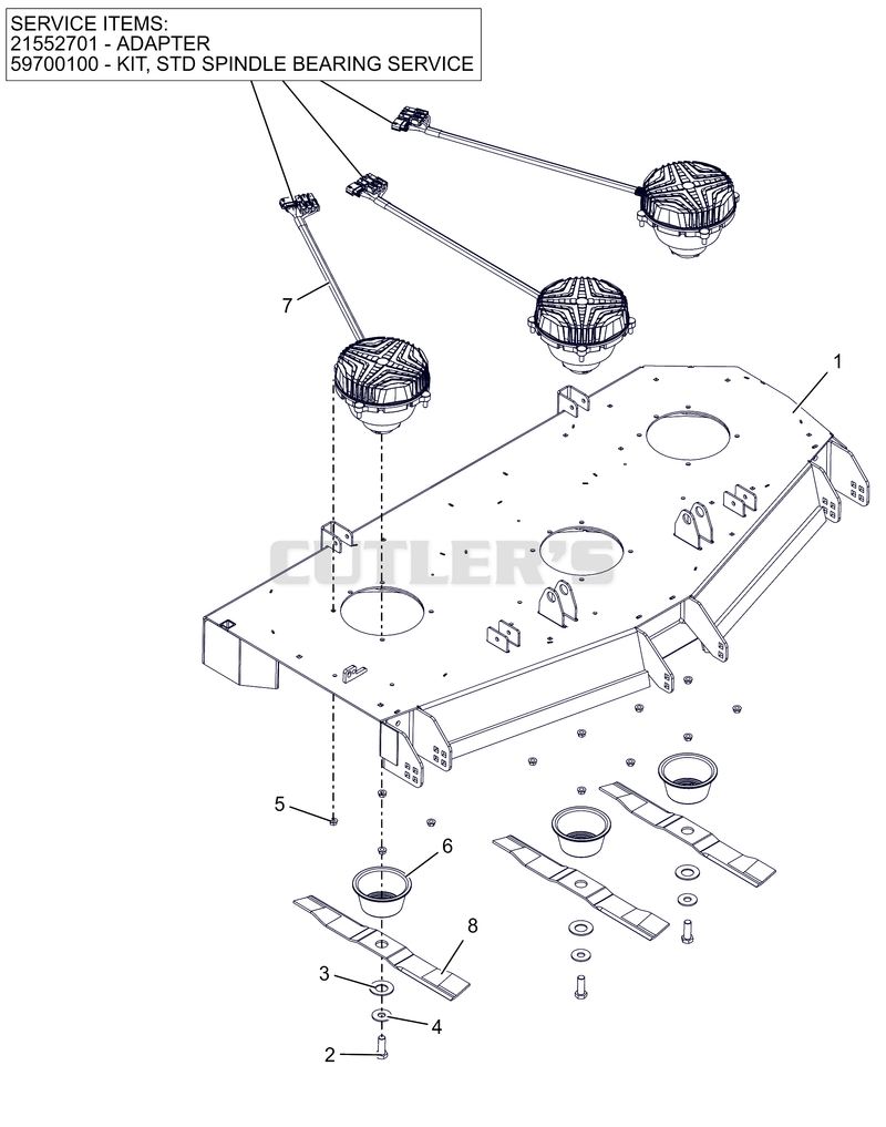 Deck, Blades and Spindle Motors - 60" - SD