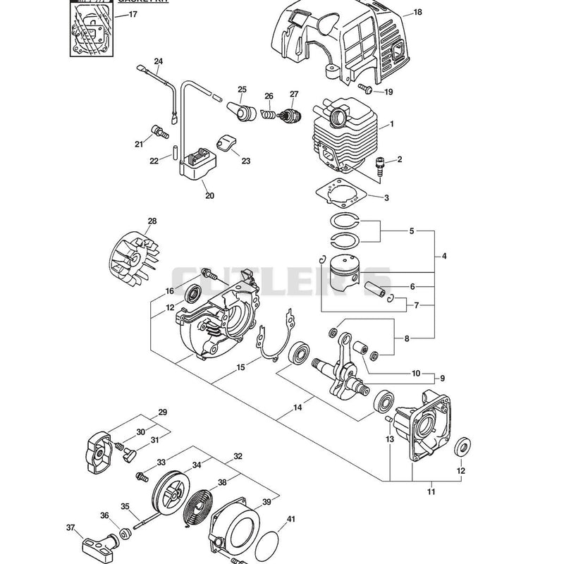 ENGINE, CRANKCASE, CYLINDER COVER, IGNITION, STARTER